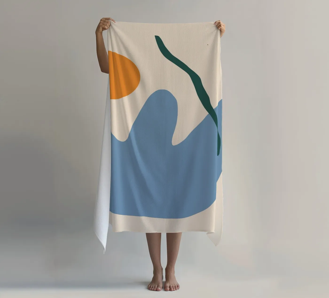 Plant and sun minimal beach towel by Little Dean