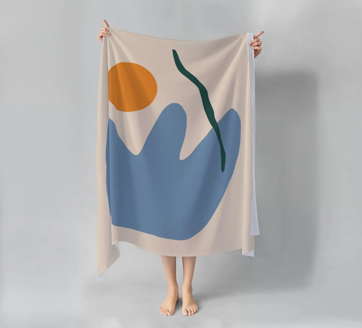 Plant and sun minimal beach towel by Little Dean