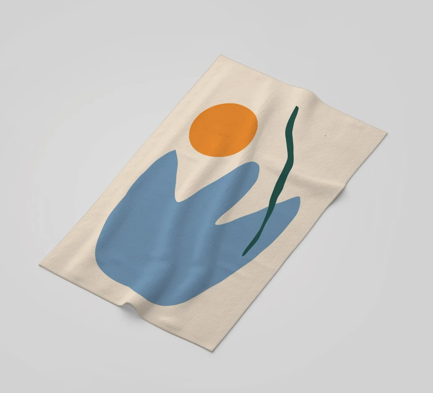 Plant and sun minimal beach towel by Little Dean