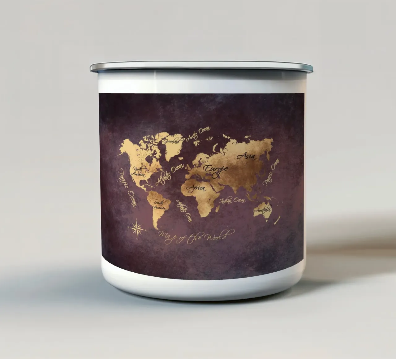 Mappamondo marrone e oro tazza in smalto da Justyna Jaszke JBJart