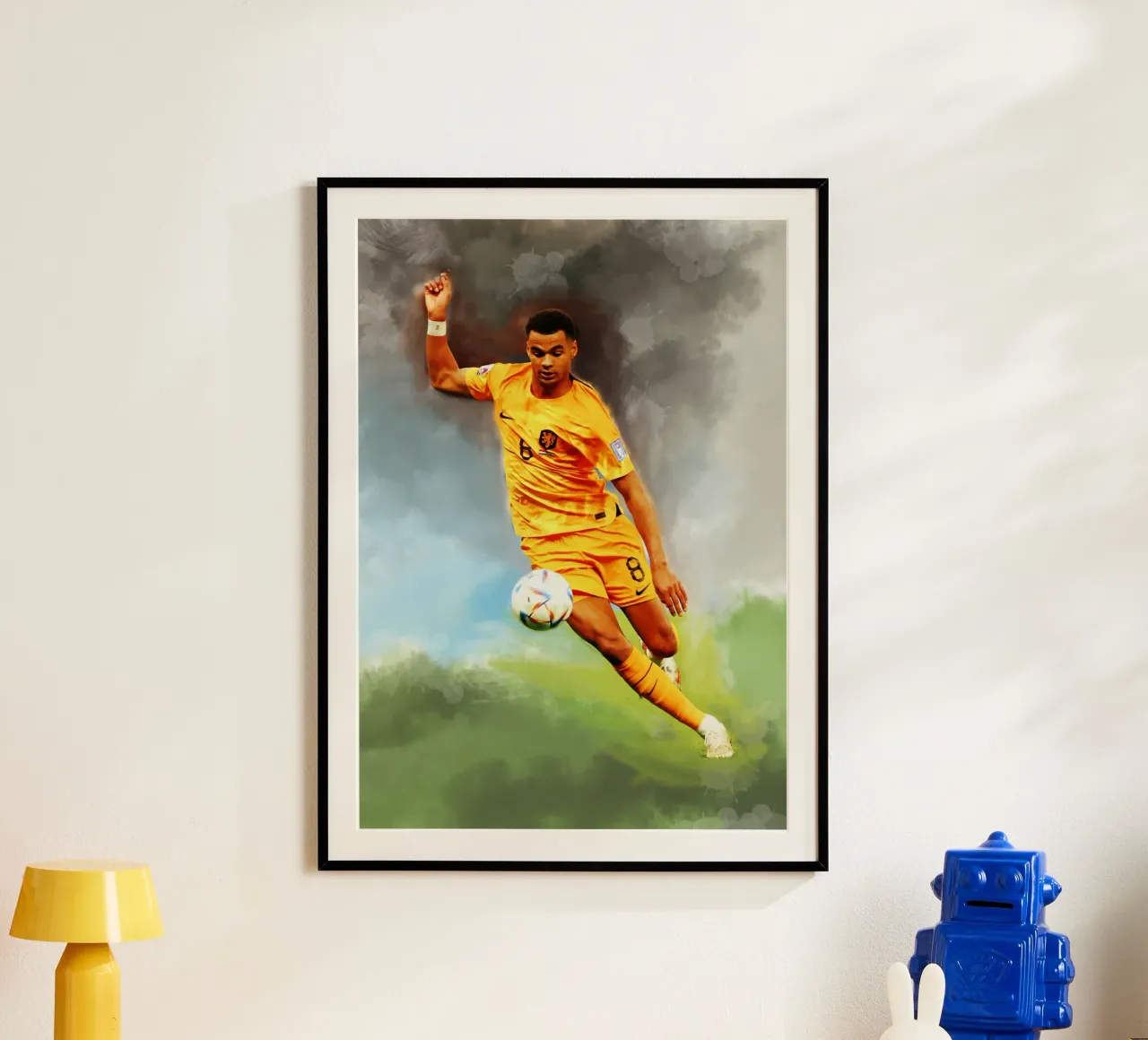 Cody Gakpo Giocatore di calcio olandese poster con telaio in plastica da Lembayung art