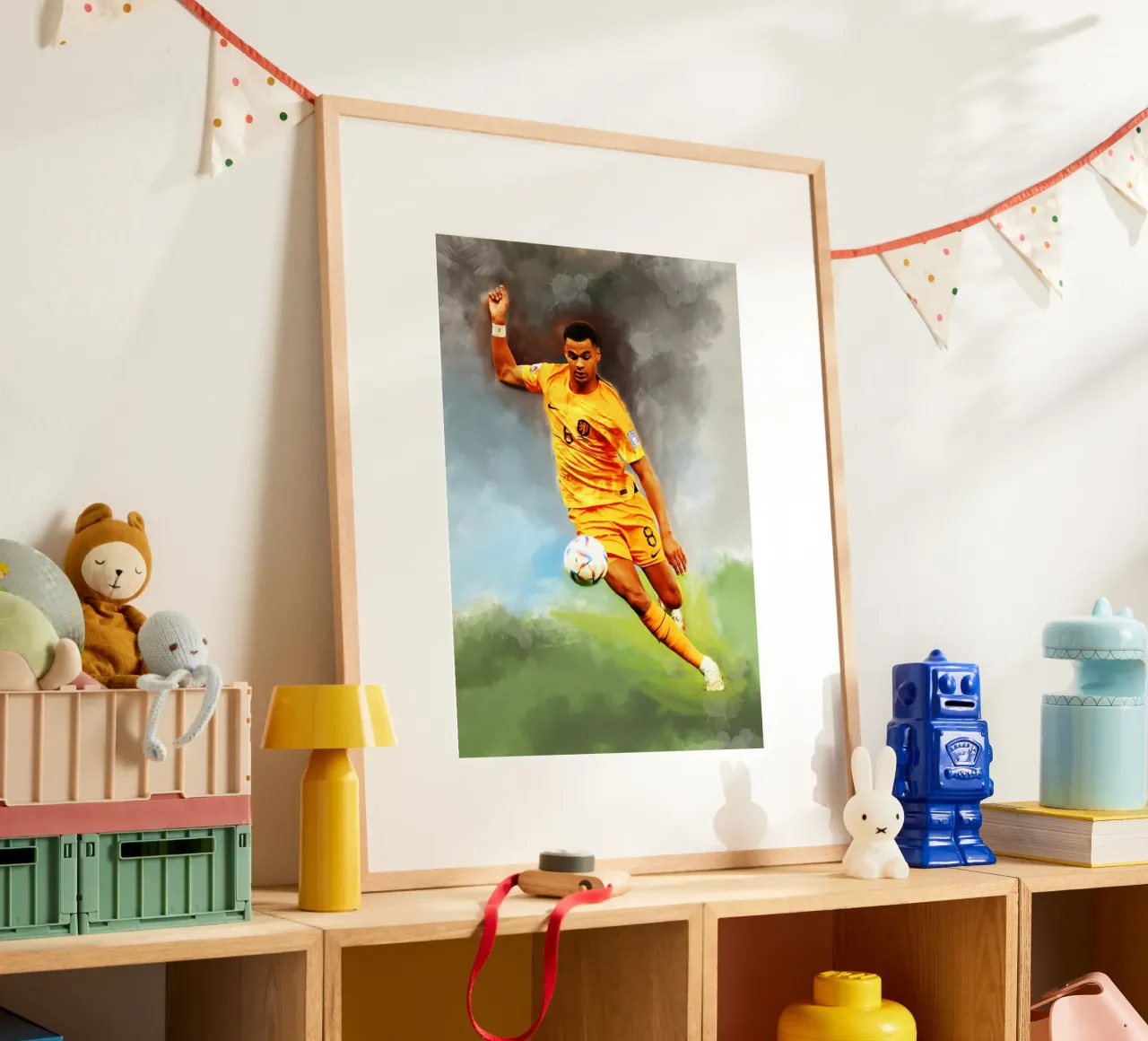 Cody Gakpo Giocatore di calcio olandese poster con telaio in plastica da Lembayung art