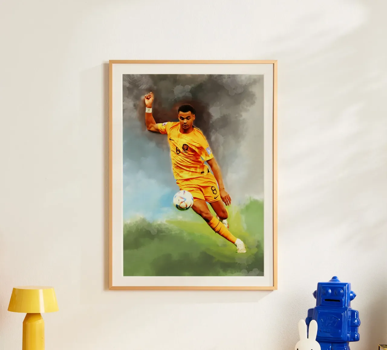 Cody Gakpo Giocatore di calcio olandese poster con telaio in plastica da Lembayung art