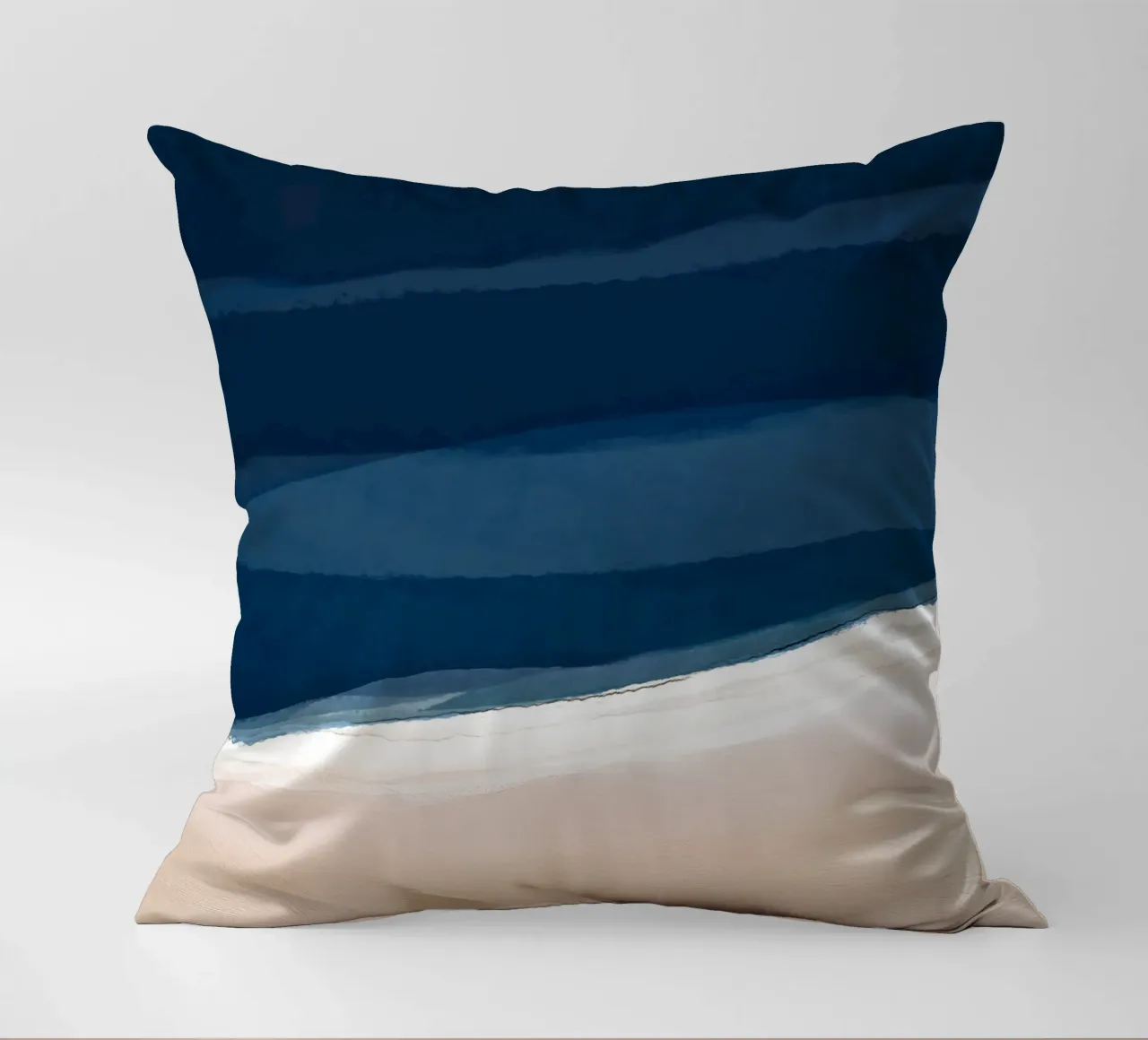 Minimal Beach Abstract 2 | Indigo and Tan cuscino da sabidussi
