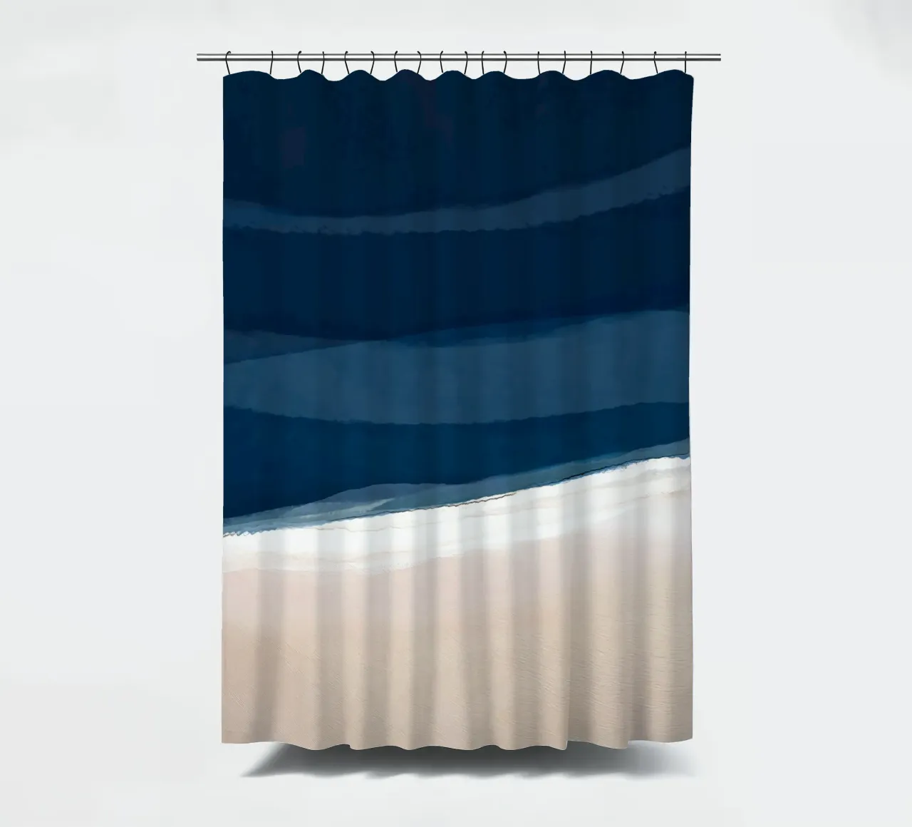 Minimal Beach Abstract 2 | Indigo and Tan tenda da doccia da sabidussi