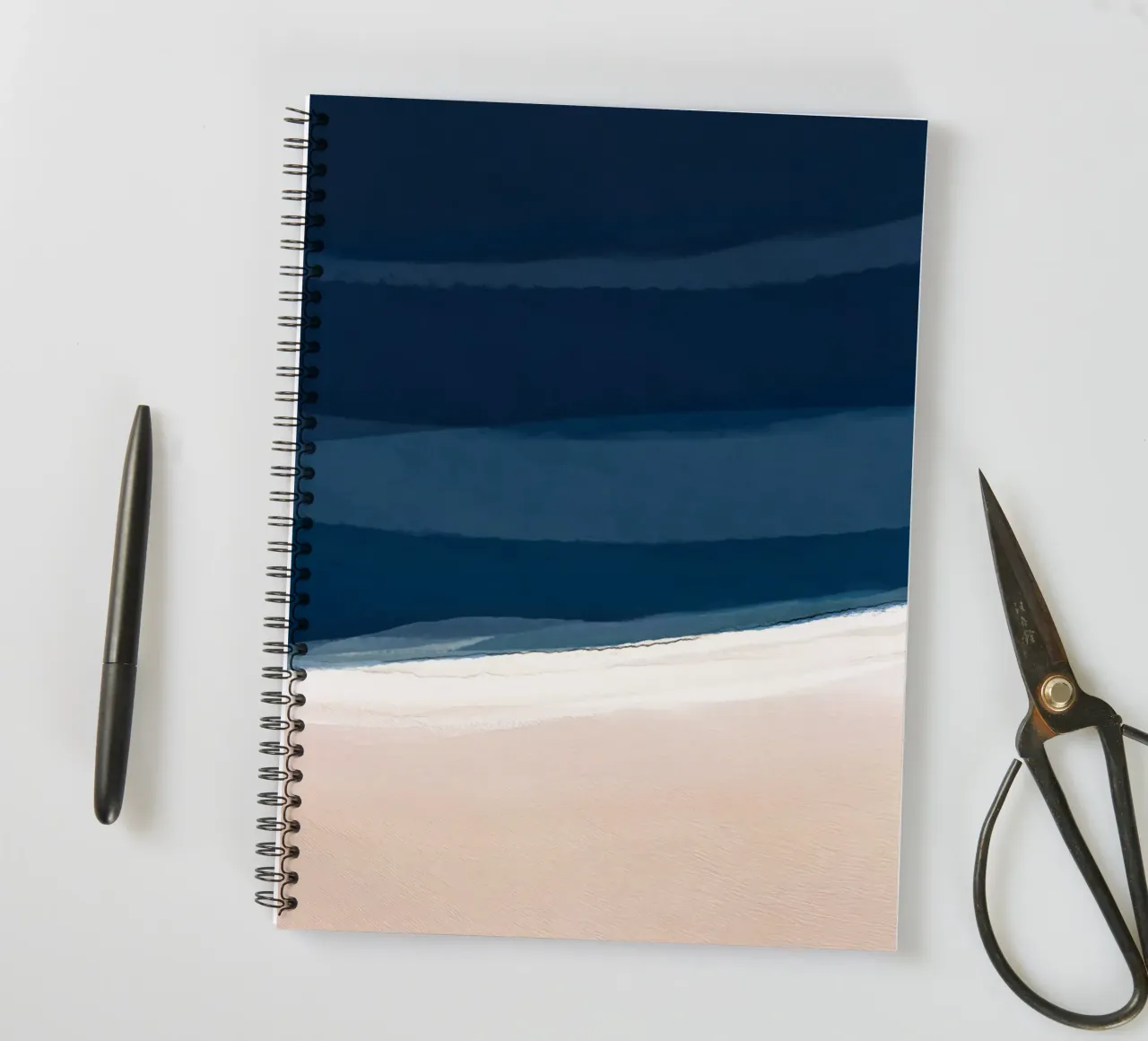 Minimal Beach Abstract 2 | Indigo and Tan spiral notebook by sabidussi