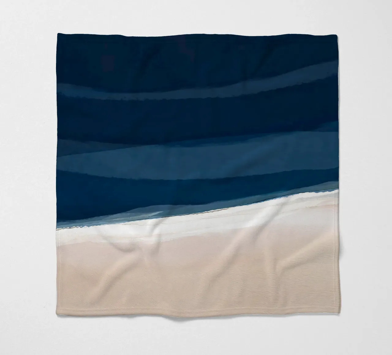 Minimal Beach Abstract 2 | Indigo and Tan coperta in pile da sabidussi