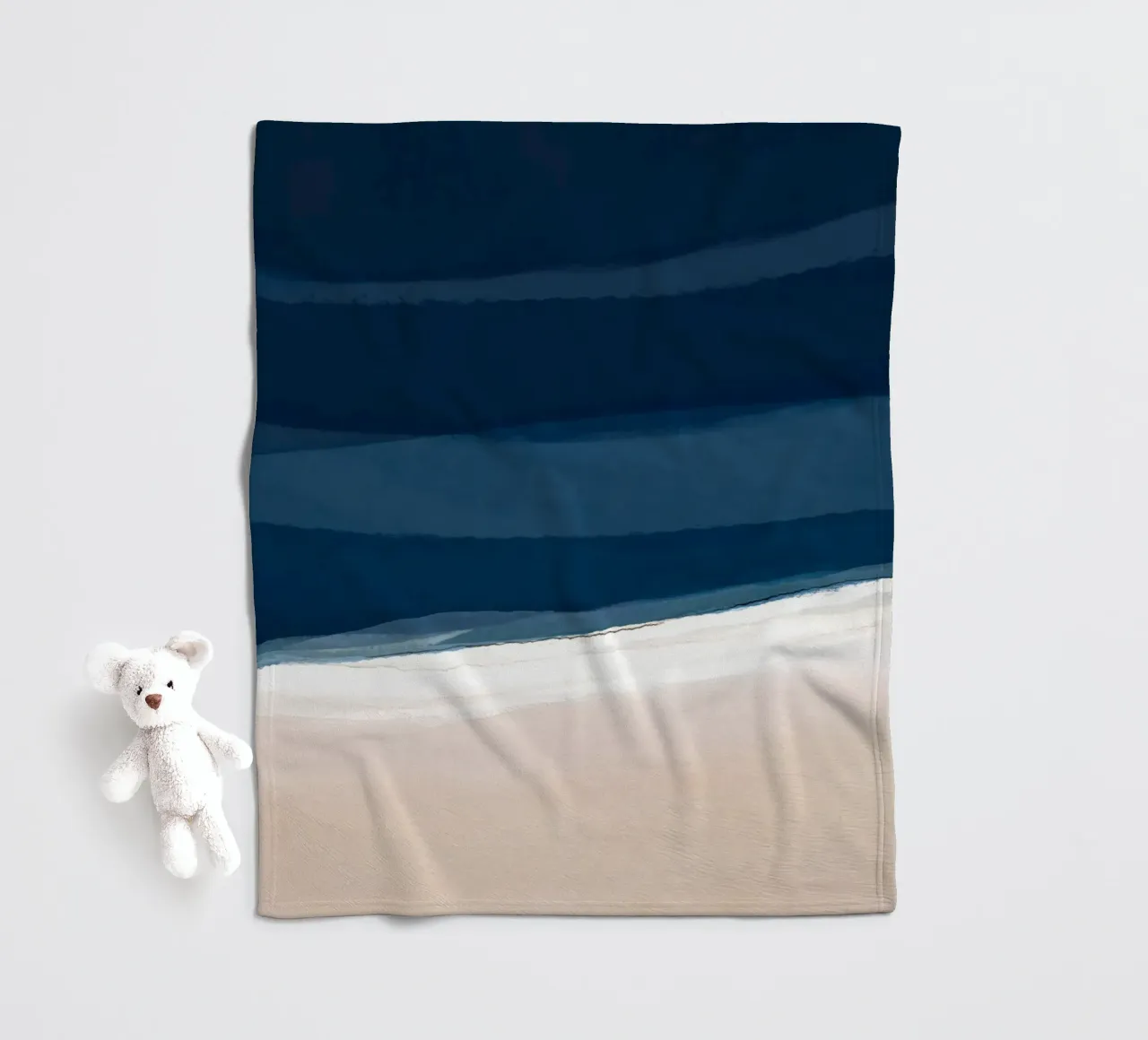 Minimal Beach Abstract 2 | Indigo and Tan coperta in pile da sabidussi