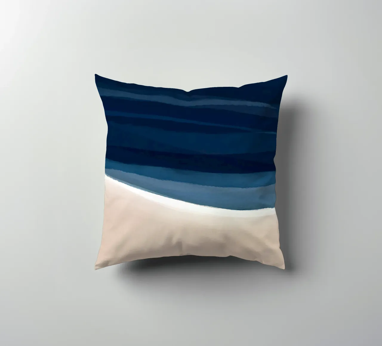 Minimal Beach Abstract 1 | Indigo and Tan cuscino da sabidussi