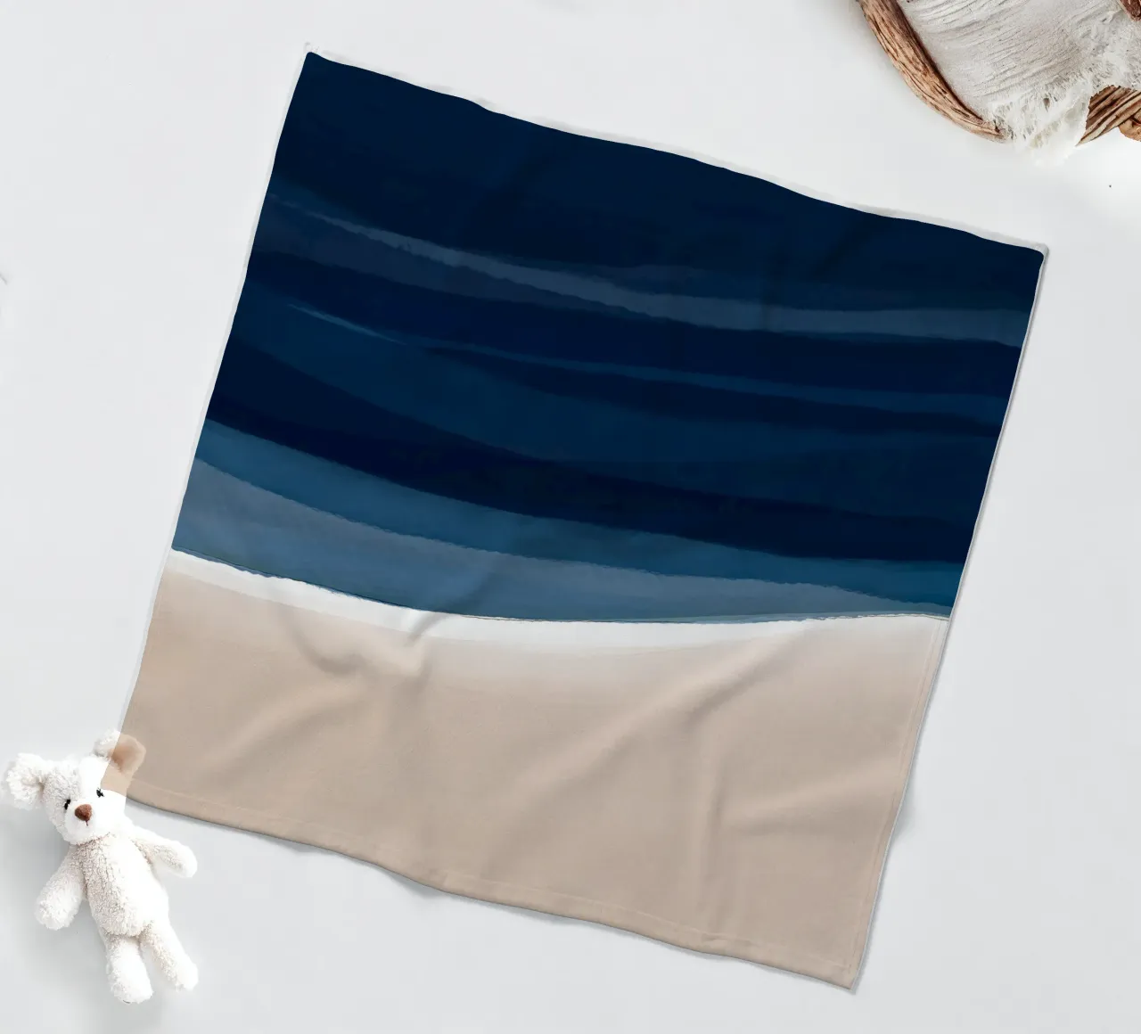 Minimal Beach Abstract 1 | Indigo and Tan coperta in pile da sabidussi