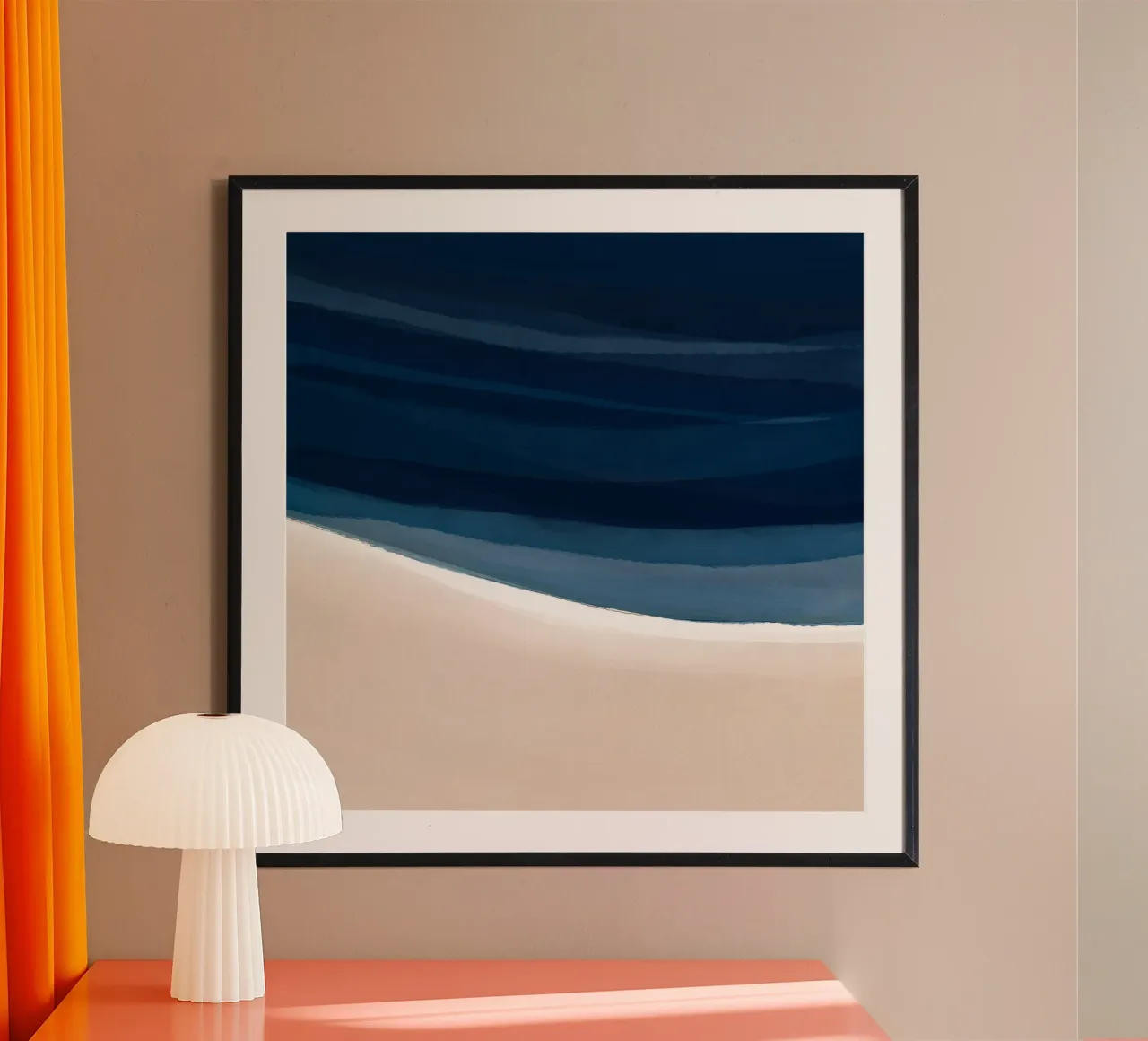 Minimal Beach Abstract 1 | Indigo and Tan carta hahnemühle da sabidussi