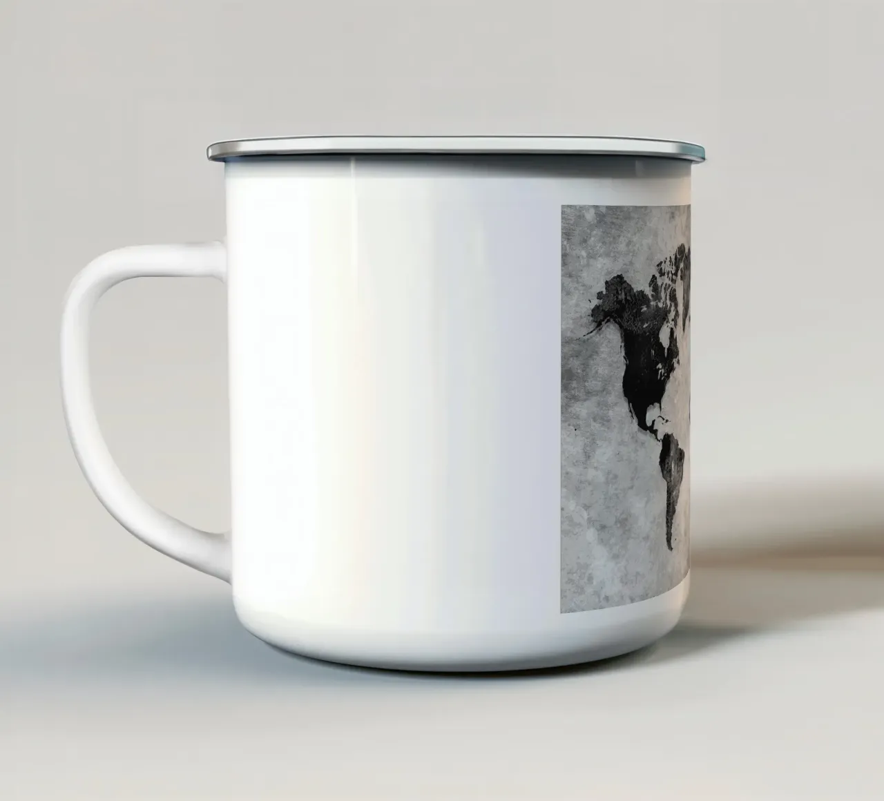 Mappa del mondo in bianco e nero tazza in smalto da Justyna Jaszke JBJart