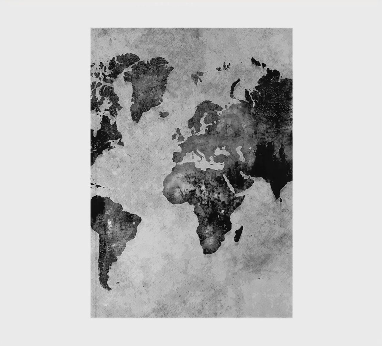 Black and white world map art notebook by Justyna Jaszke JBJart