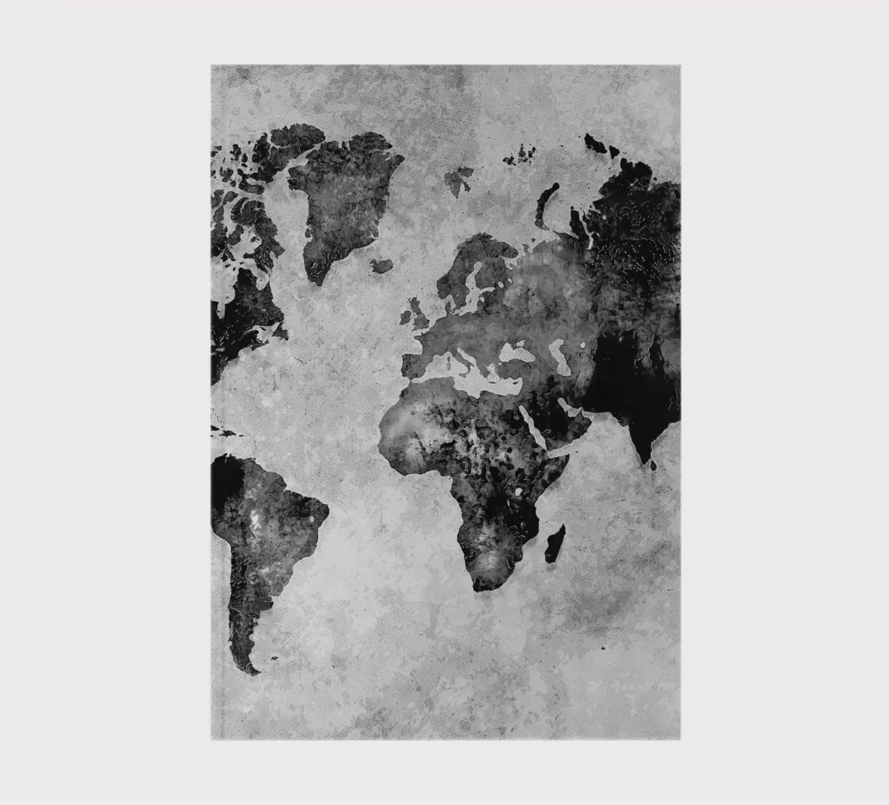 Black and white world map art notebook by Justyna Jaszke JBJart