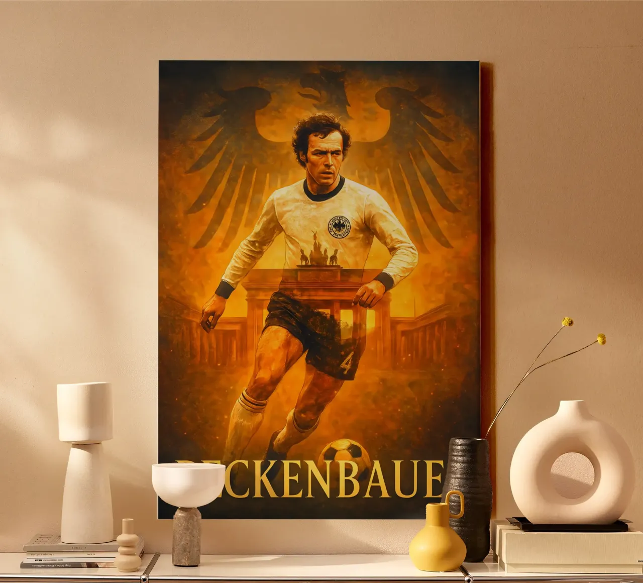 Franz Beckenbauer tela con Cornice a cassetta da Cyberpunk Canvas