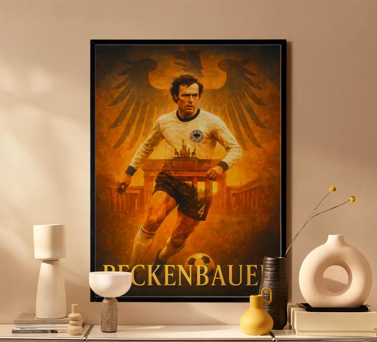 Franz Beckenbauer poster con telaio in alluminio da Cyberpunk Canvas