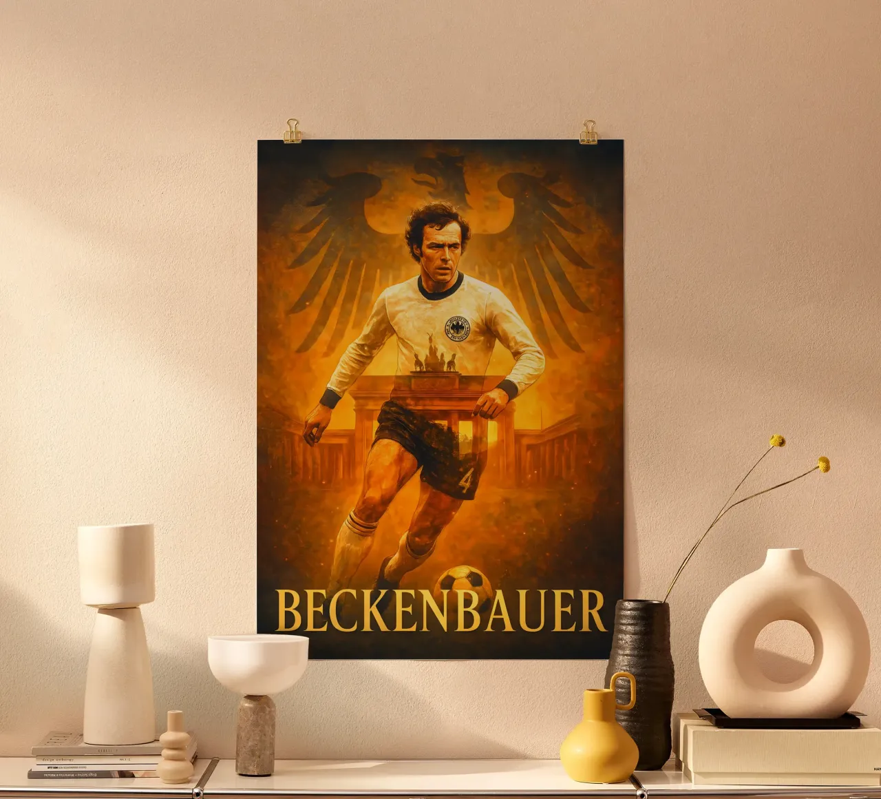 Franz Beckenbauer poster con telaio in alluminio da Cyberpunk Canvas