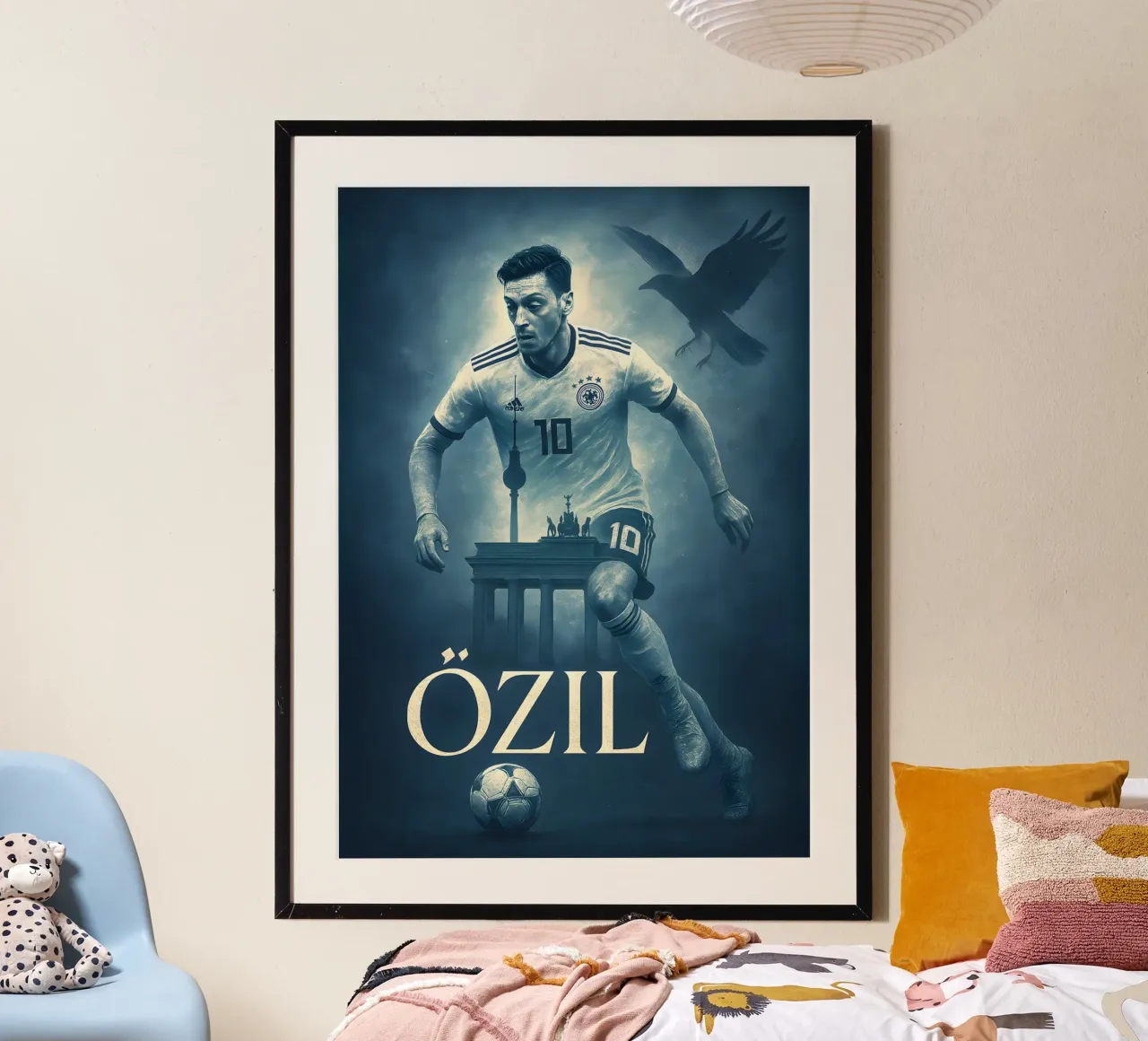 Mesut Ozil poster con telaio in legno da Cyberpunk Canvas