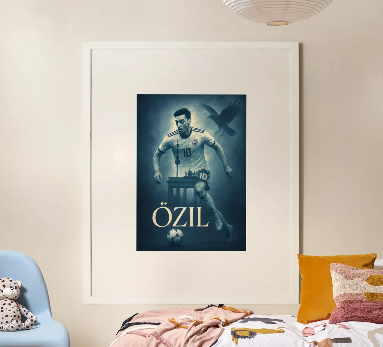Mesut Ozil poster con telaio in legno da Cyberpunk Canvas