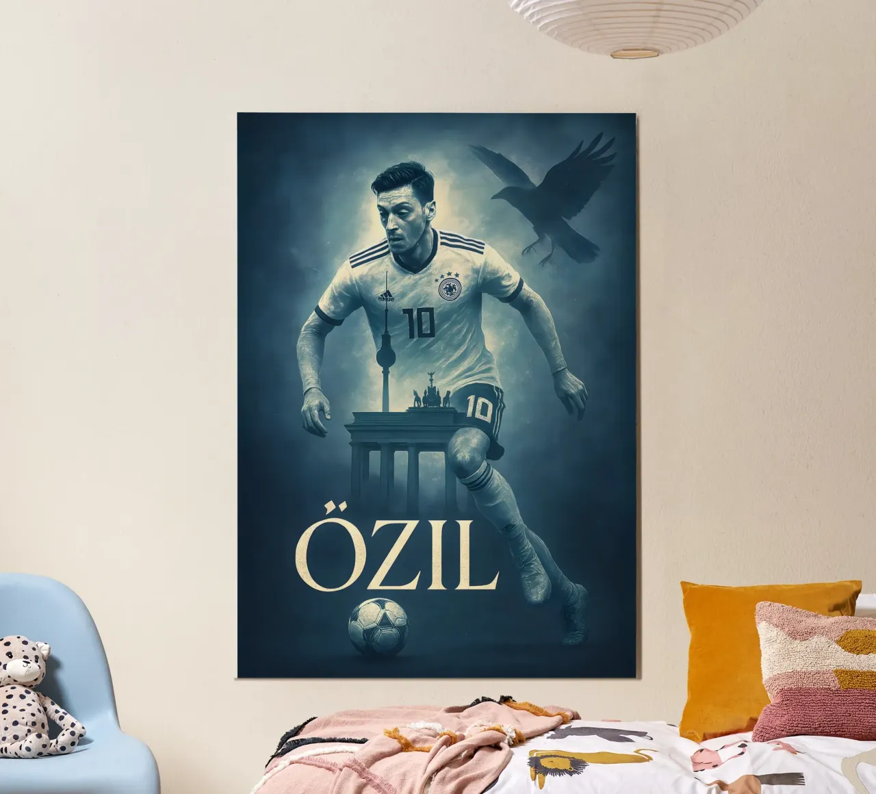 Mesut Ozil poster con telaio in legno da Cyberpunk Canvas