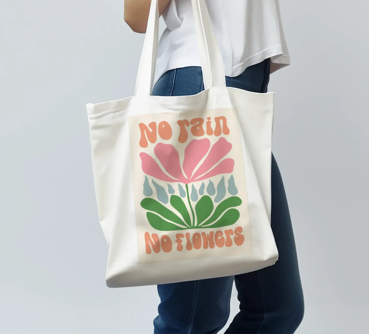 Niente pioggia. Niente fiori borsa in juta da mary shop