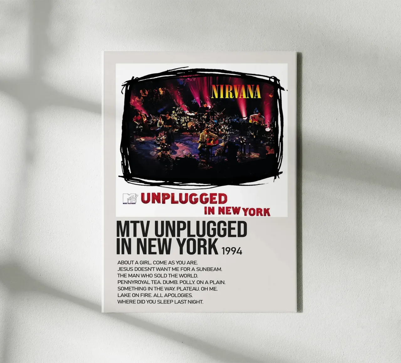 Nirvana Mtv Unplugged tela con Cornice a cassetta da Roronoa7