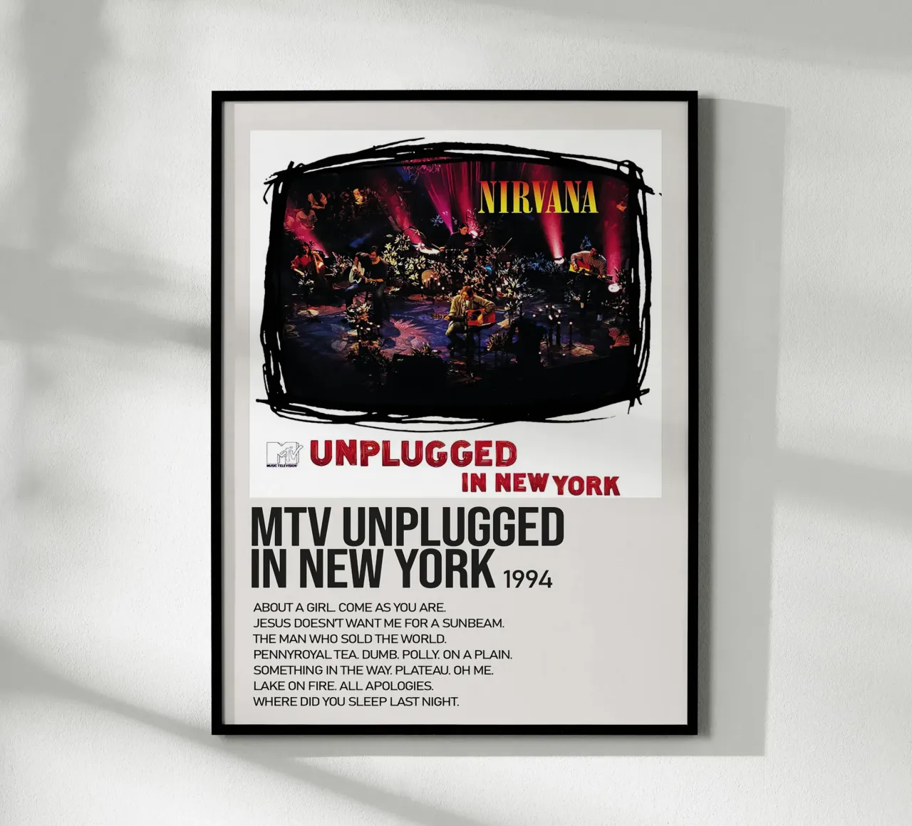 Nirvana Mtv Unplugged poster con telaio in plastica da Roronoa7