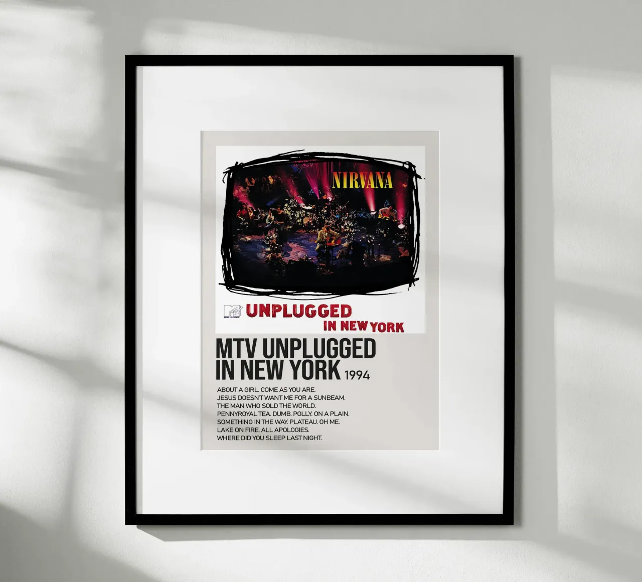 Nirvana Mtv Unplugged poster con telaio in plastica da Roronoa7