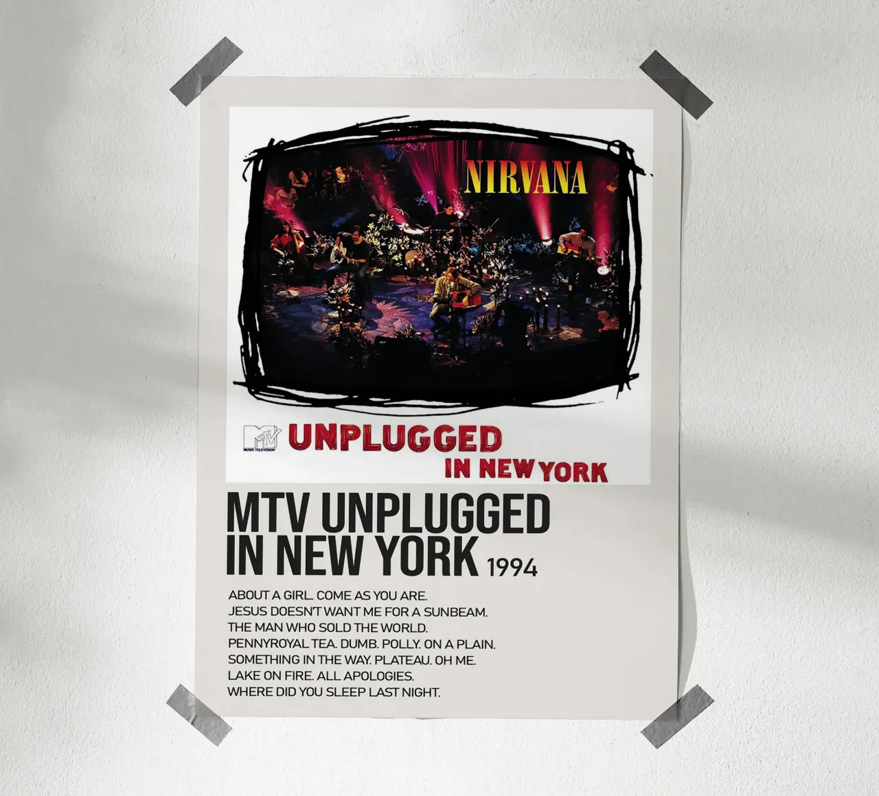 Nirvana Mtv Unplugged poster con telaio in plastica da Roronoa7