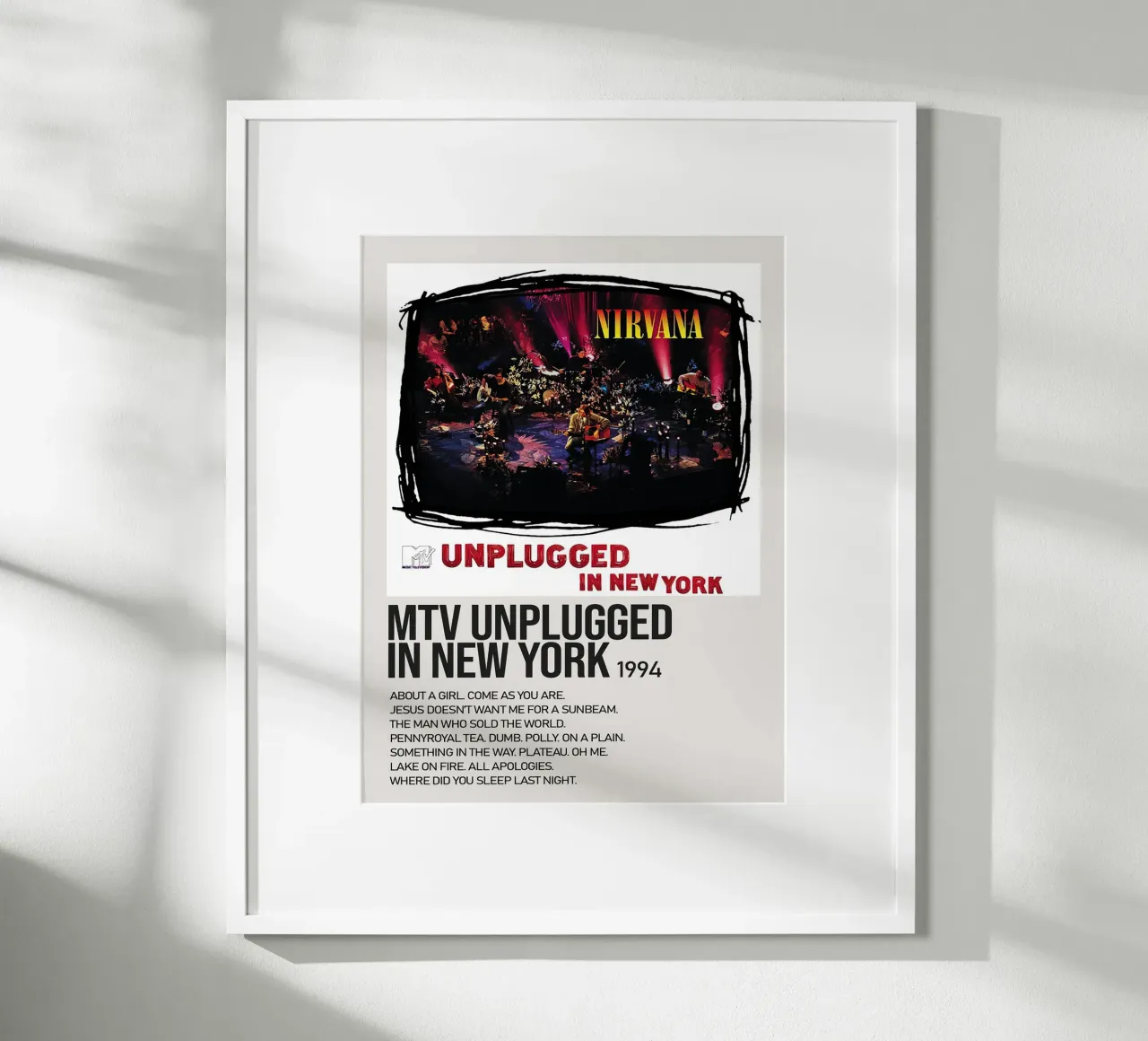 Nirvana Mtv Unplugged poster con telaio in plastica da Roronoa7
