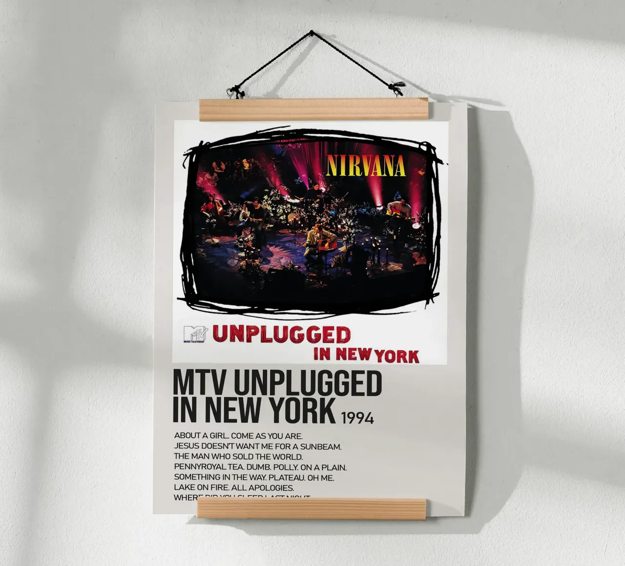 Nirvana Mtv Unplugged poster con telaio in plastica da Roronoa7