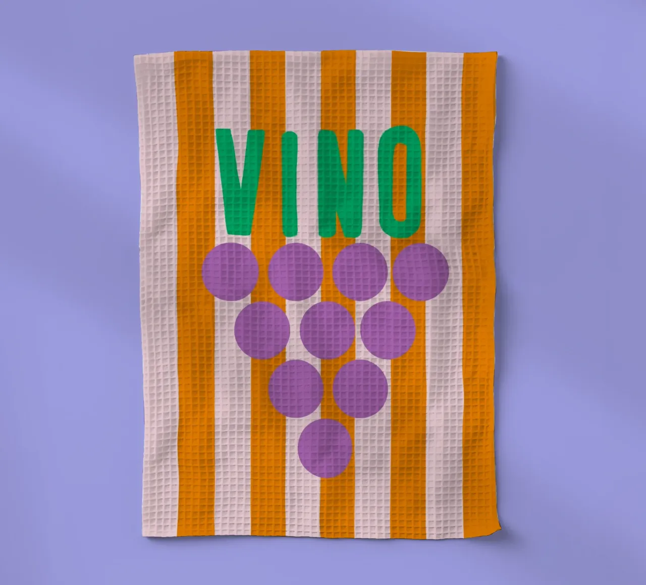 Verde vino con uva viola su strisce arancioni canovaccio da cucina da Alisa Knöß