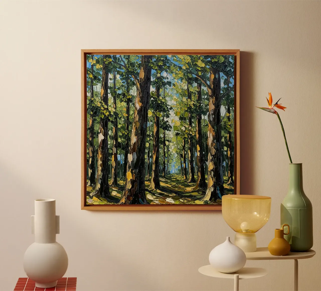 Pad van Gouden Licht: Een levendig, gestructureerd palet mesolie canvas met Baklijst van Artistic-shop