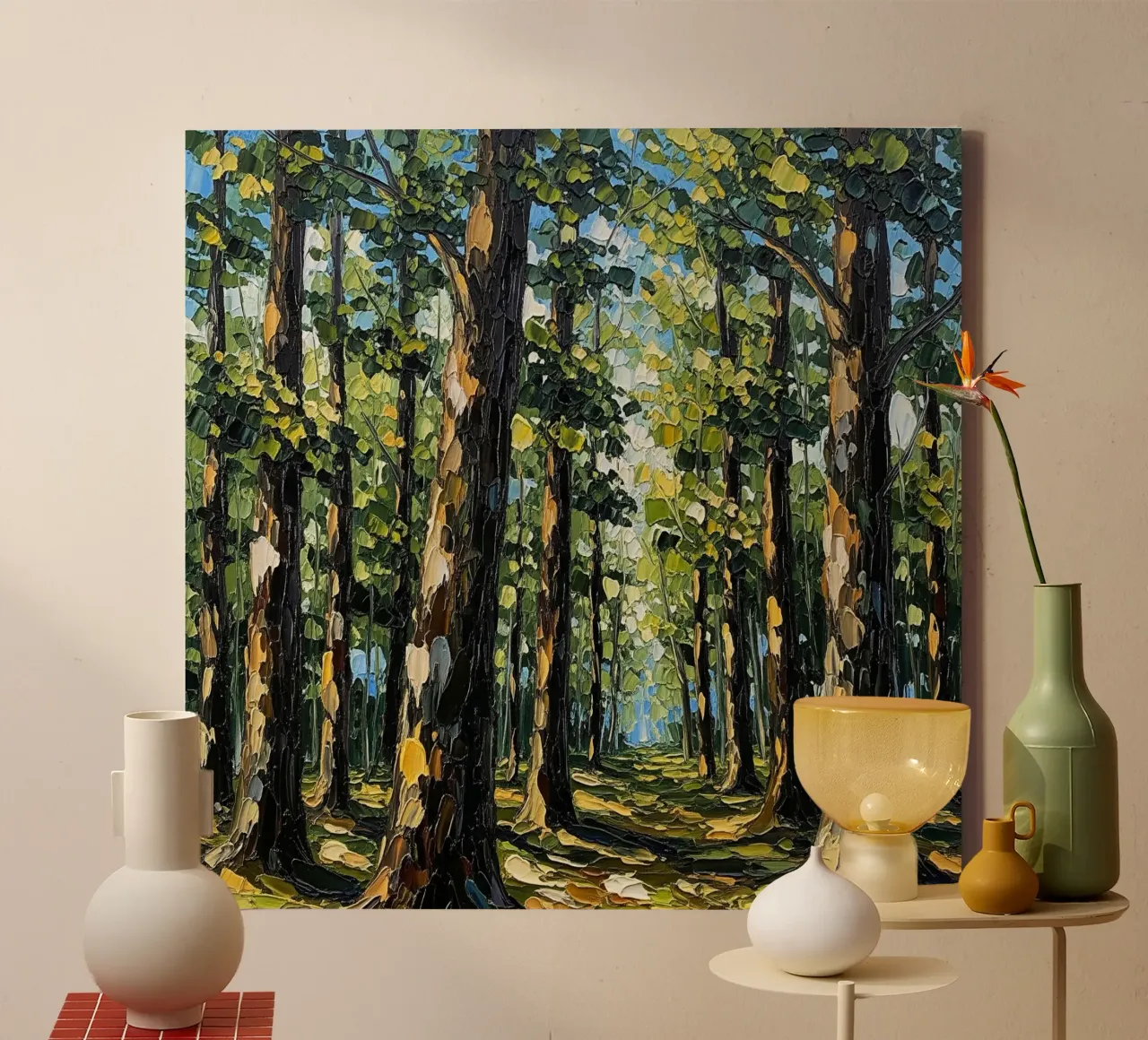 Pad van Gouden Licht: Een levendig, gestructureerd palet mesolie canvas met Baklijst van Artistic-shop