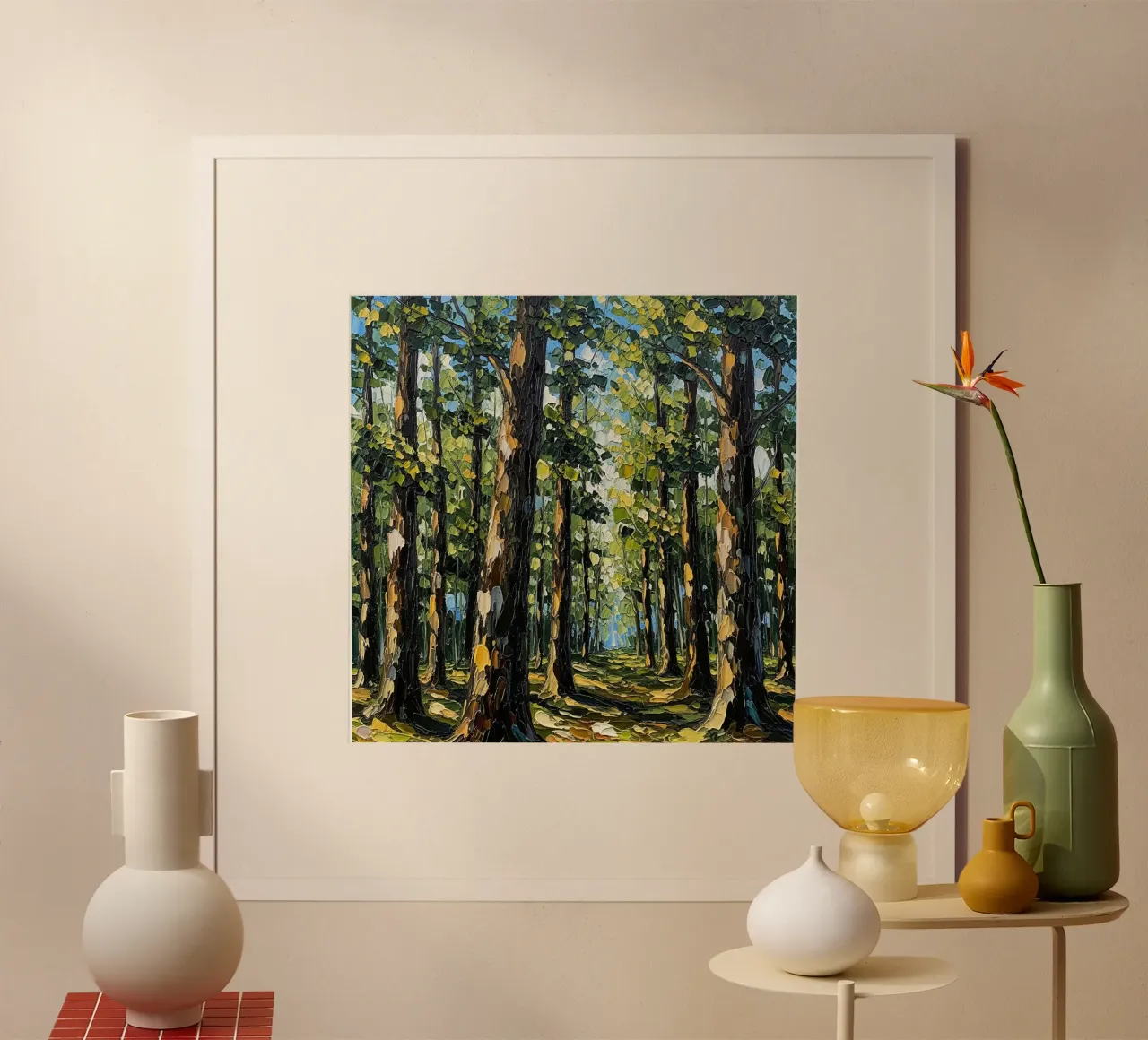 Il sentiero della luce dorata: Una tavolozza vibrante e strutturata Olio per coltelli poster da Artistic-shop