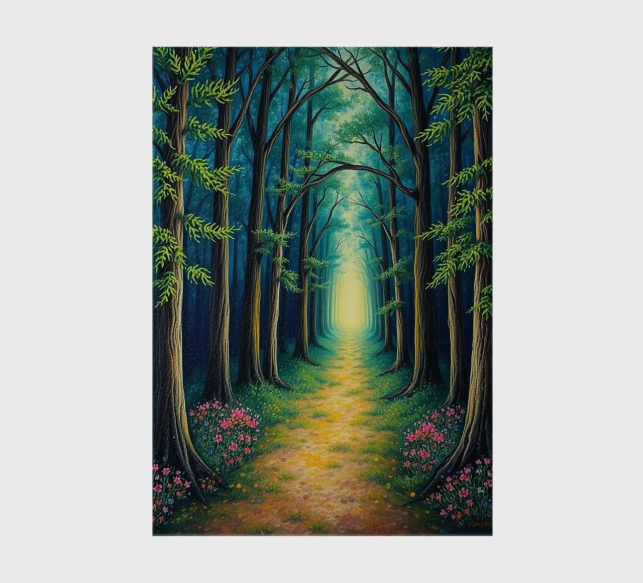 Enchanted Forest Path: A Serene Journey into a Luminous, Mag notebook by Artistic-shop