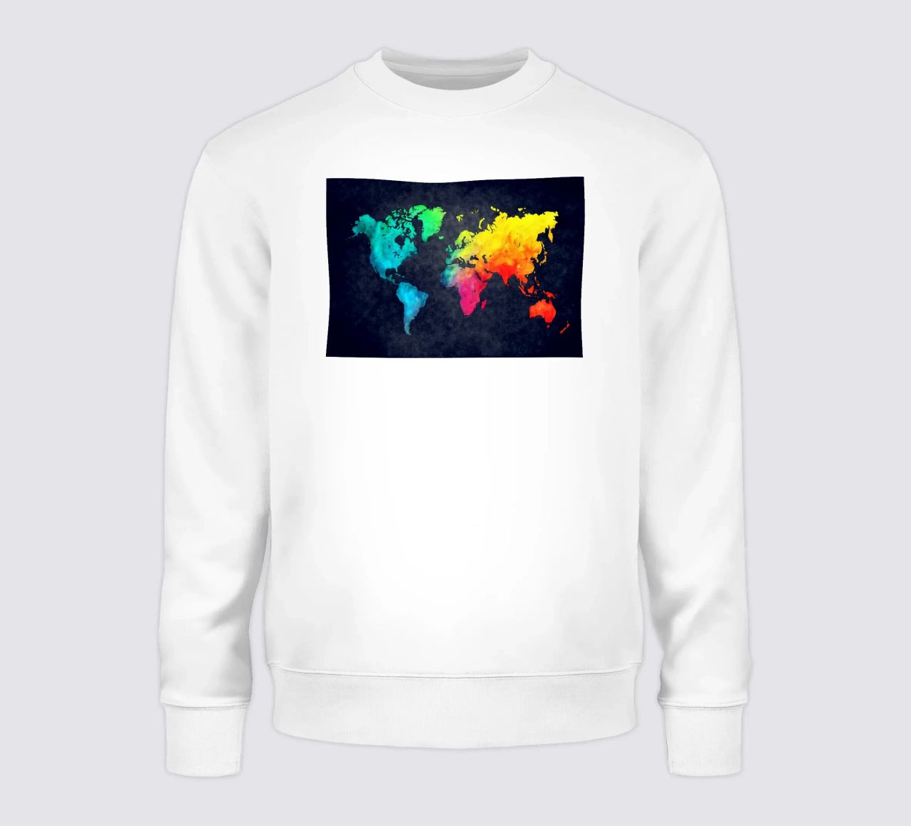 Dark and colors map of the world art sweatshirt by Justyna Jaszke JBJart