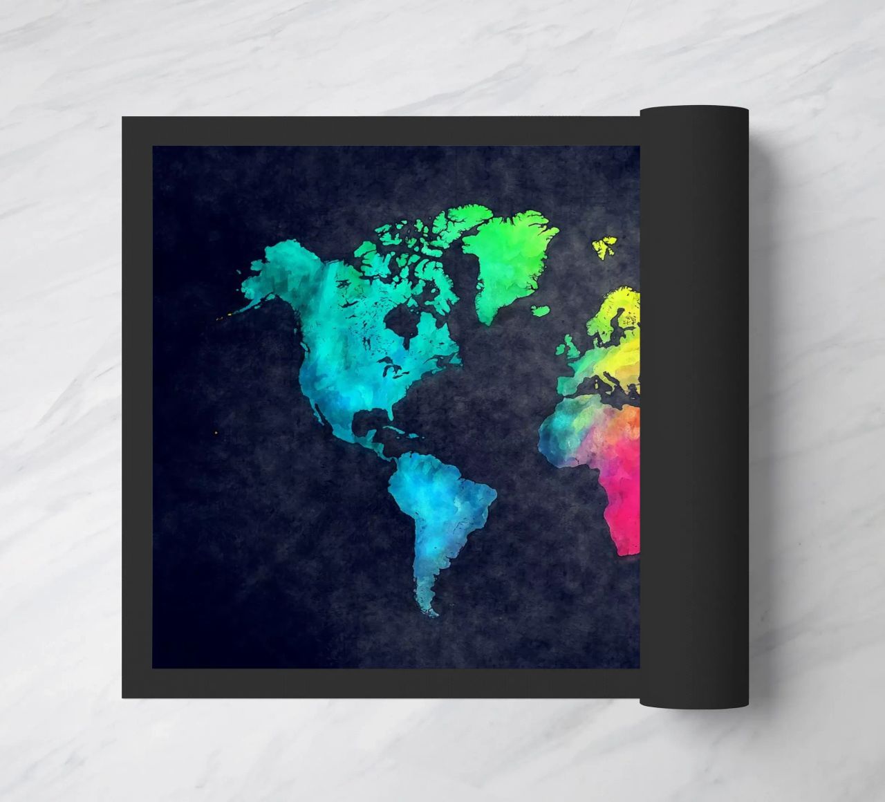 Dark and colors map of the world art doormat by Justyna Jaszke JBJart