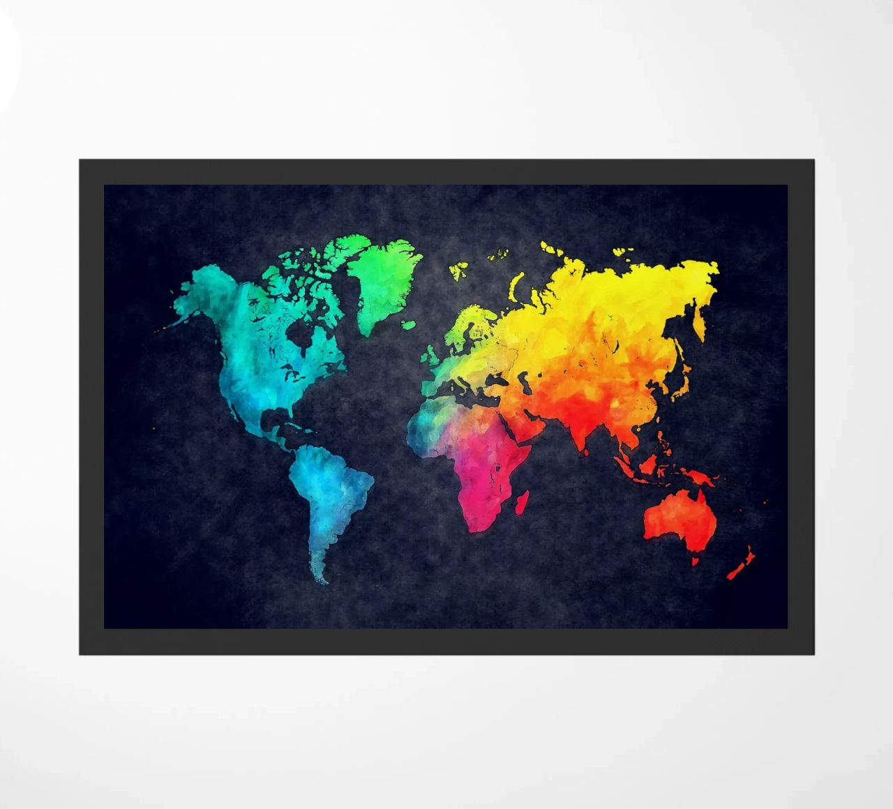 Dark and colors map of the world art doormat by Justyna Jaszke JBJart