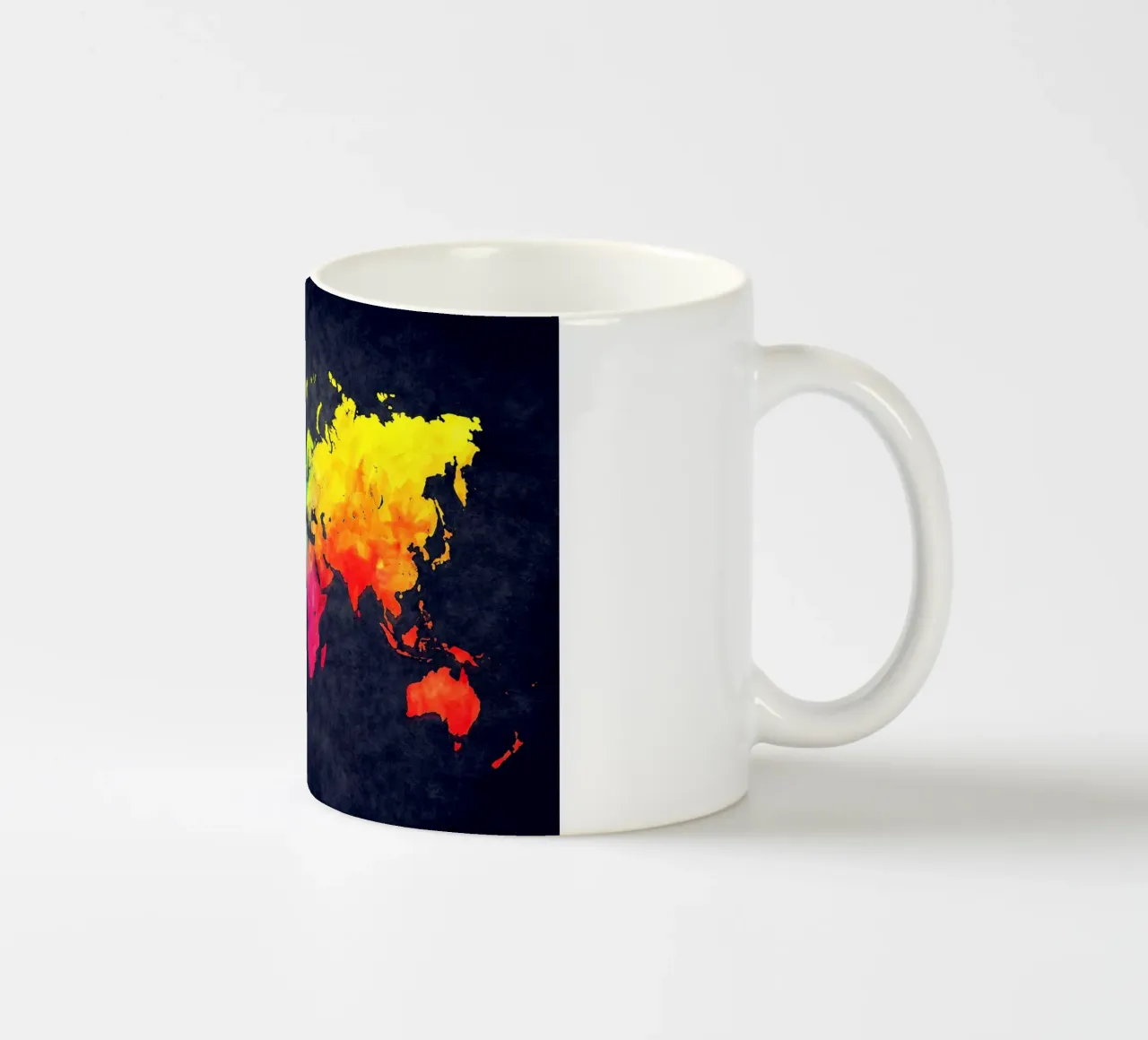 Dark and colors map of the world art ceramic mug by Justyna Jaszke JBJart