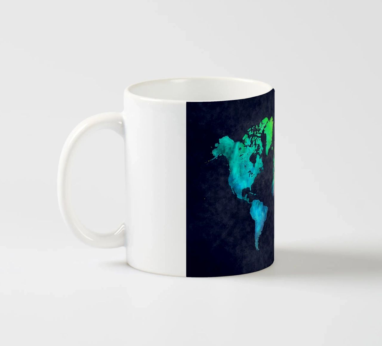 Dark and colors map of the world art ceramic mug by Justyna Jaszke JBJart