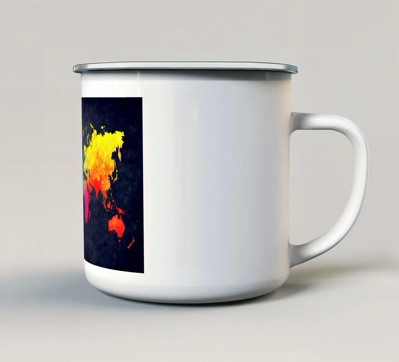 Dark and colors map of the world art enamel mug by Justyna Jaszke JBJart