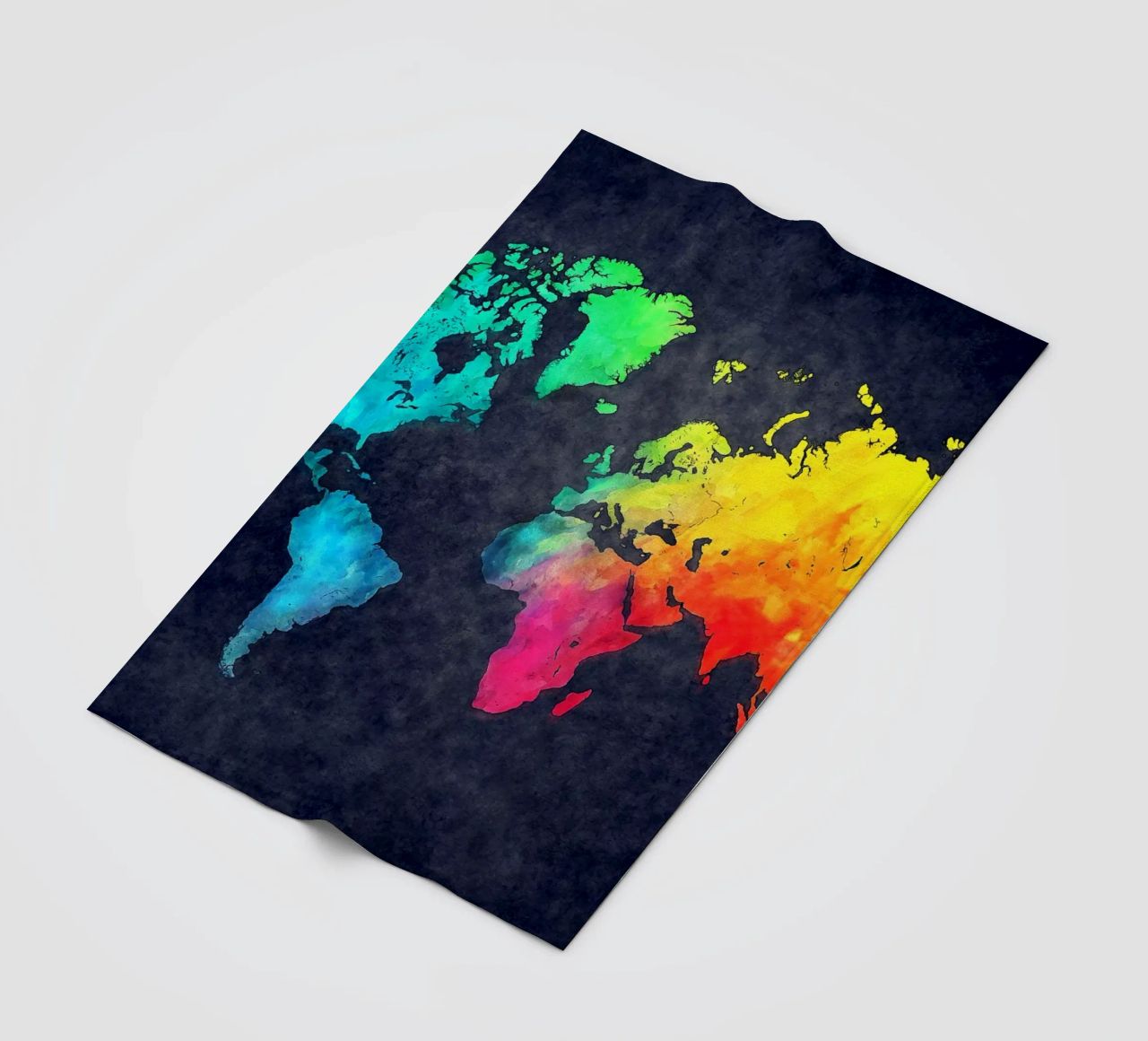 Dark and colors map of the world art fleece blanket by Justyna Jaszke JBJart