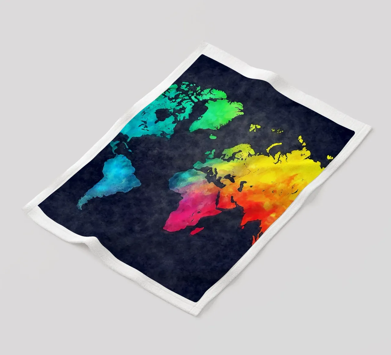 Mappa del mondo scura e a colori arte coperta in pile da Justyna Jaszke JBJart