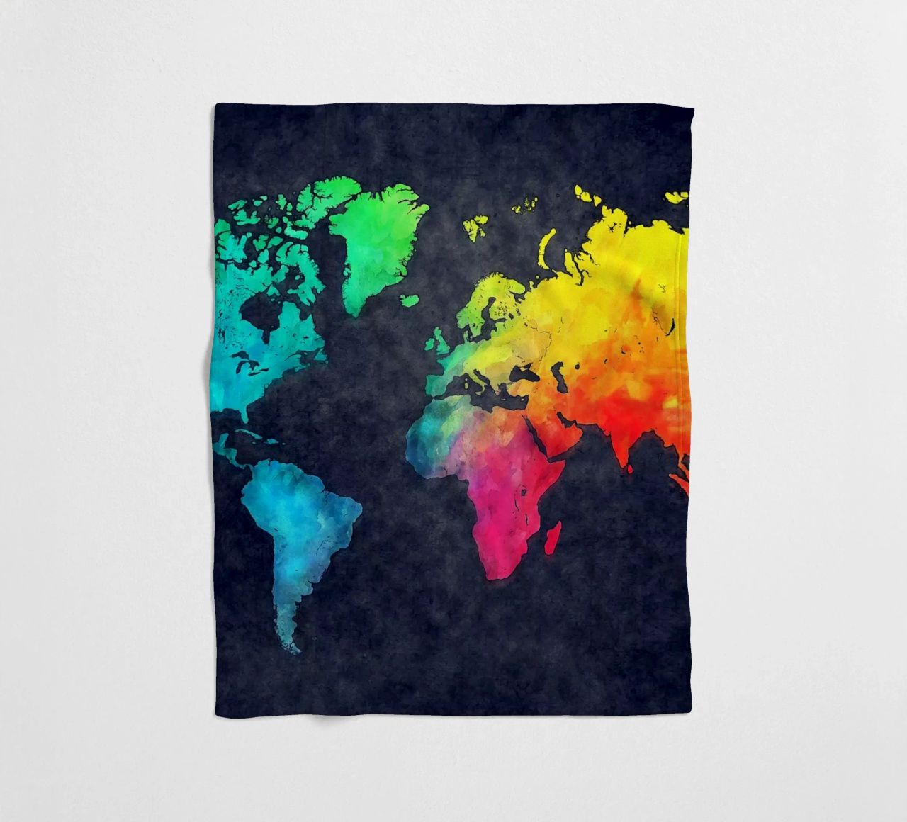 Dark and colors map of the world art fleece blanket by Justyna Jaszke JBJart