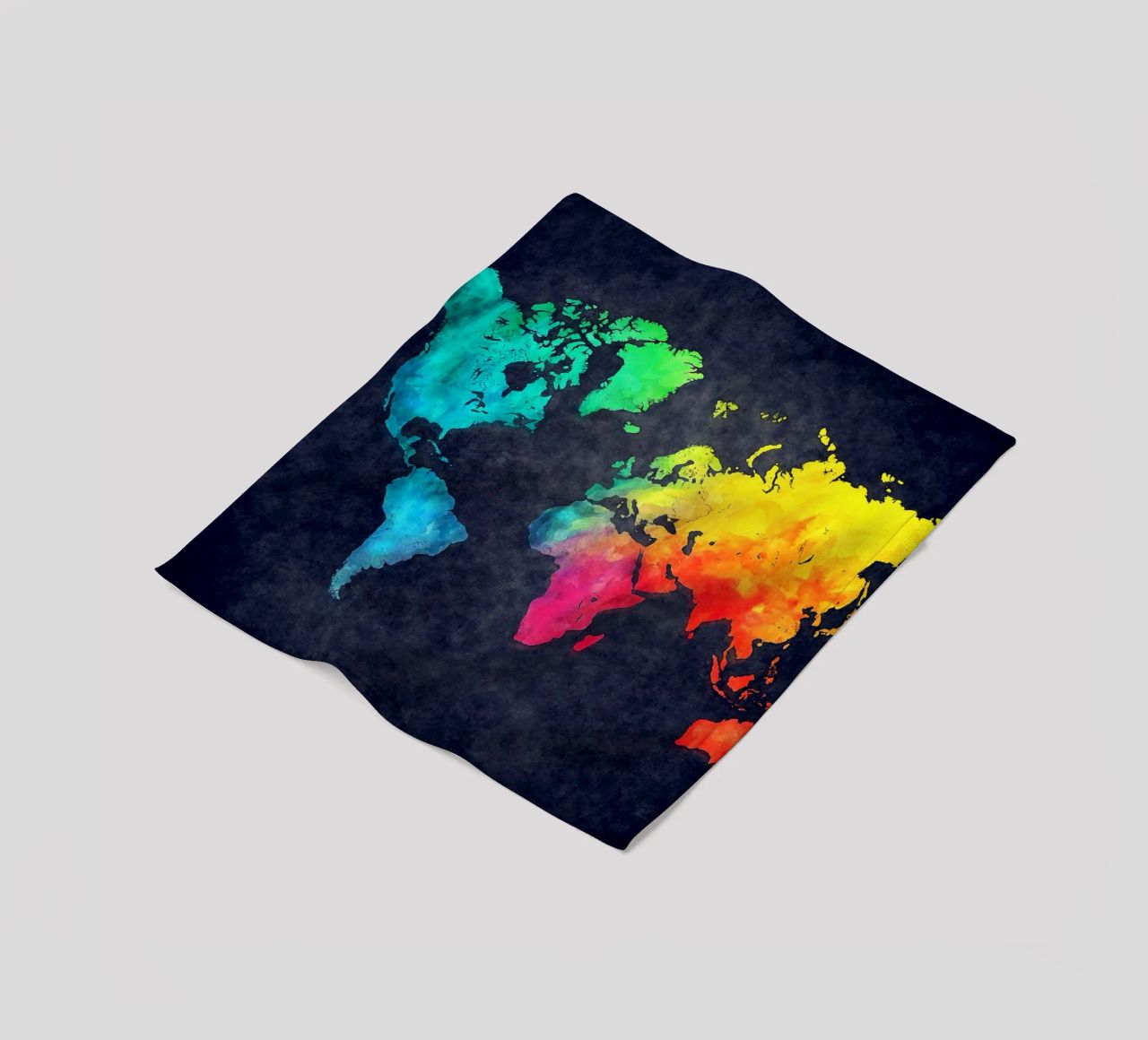 Dark and colors map of the world art fleece blanket by Justyna Jaszke JBJart