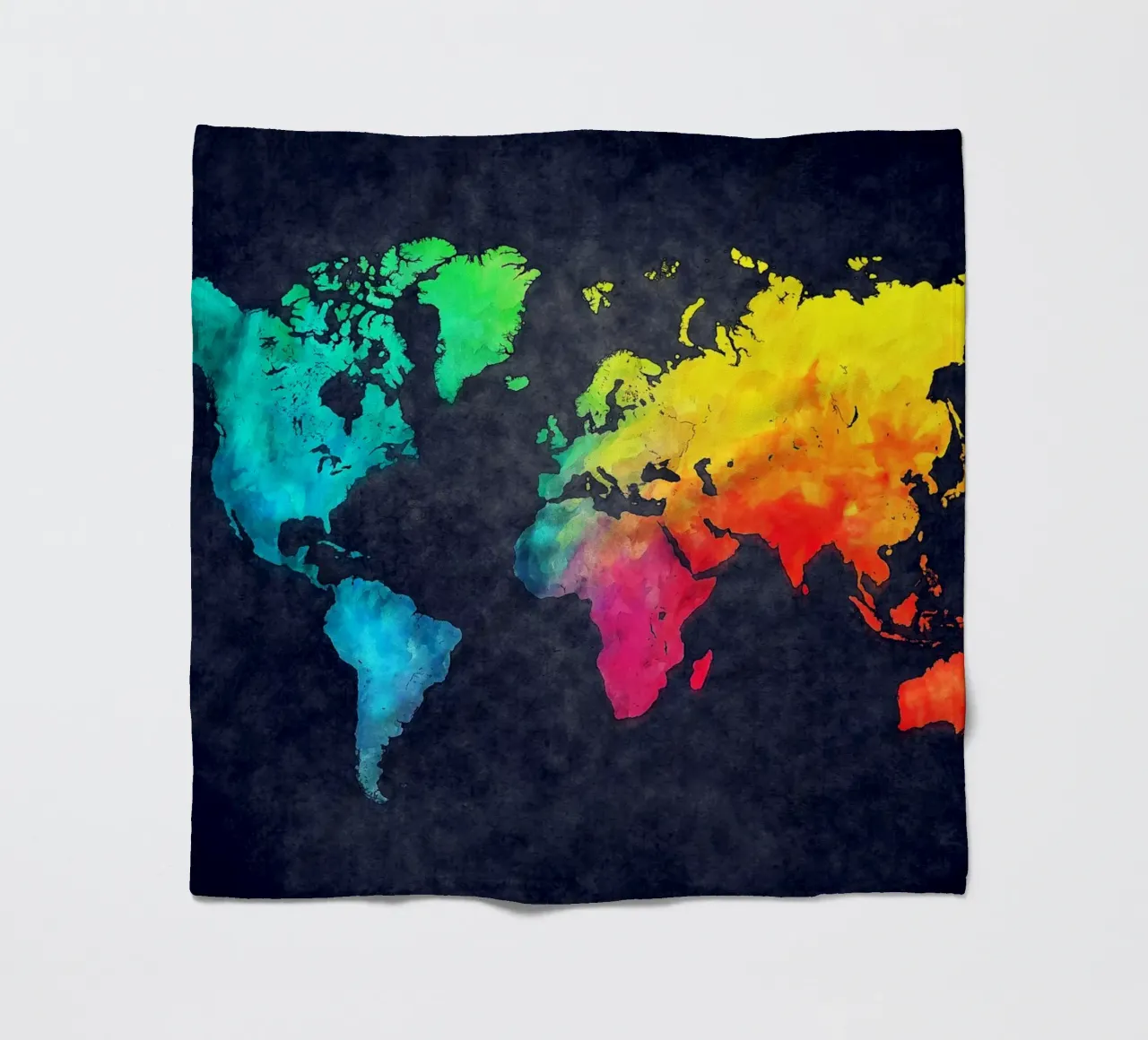 Mappa del mondo scura e a colori arte coperta in pile da Justyna Jaszke JBJart