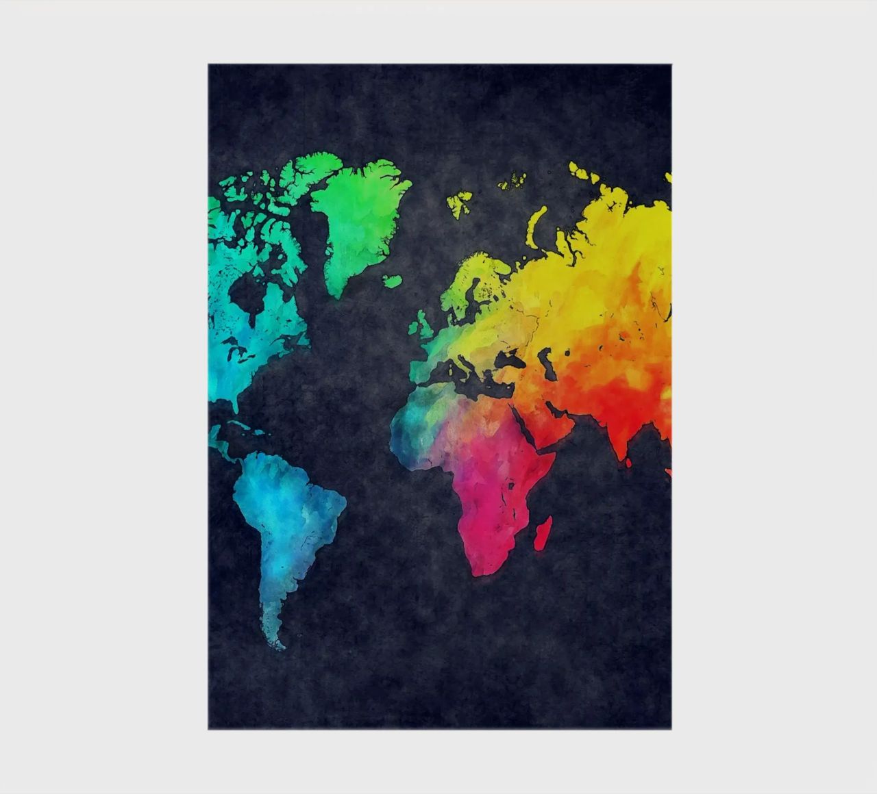 Dark and colors map of the world art notebook by Justyna Jaszke JBJart