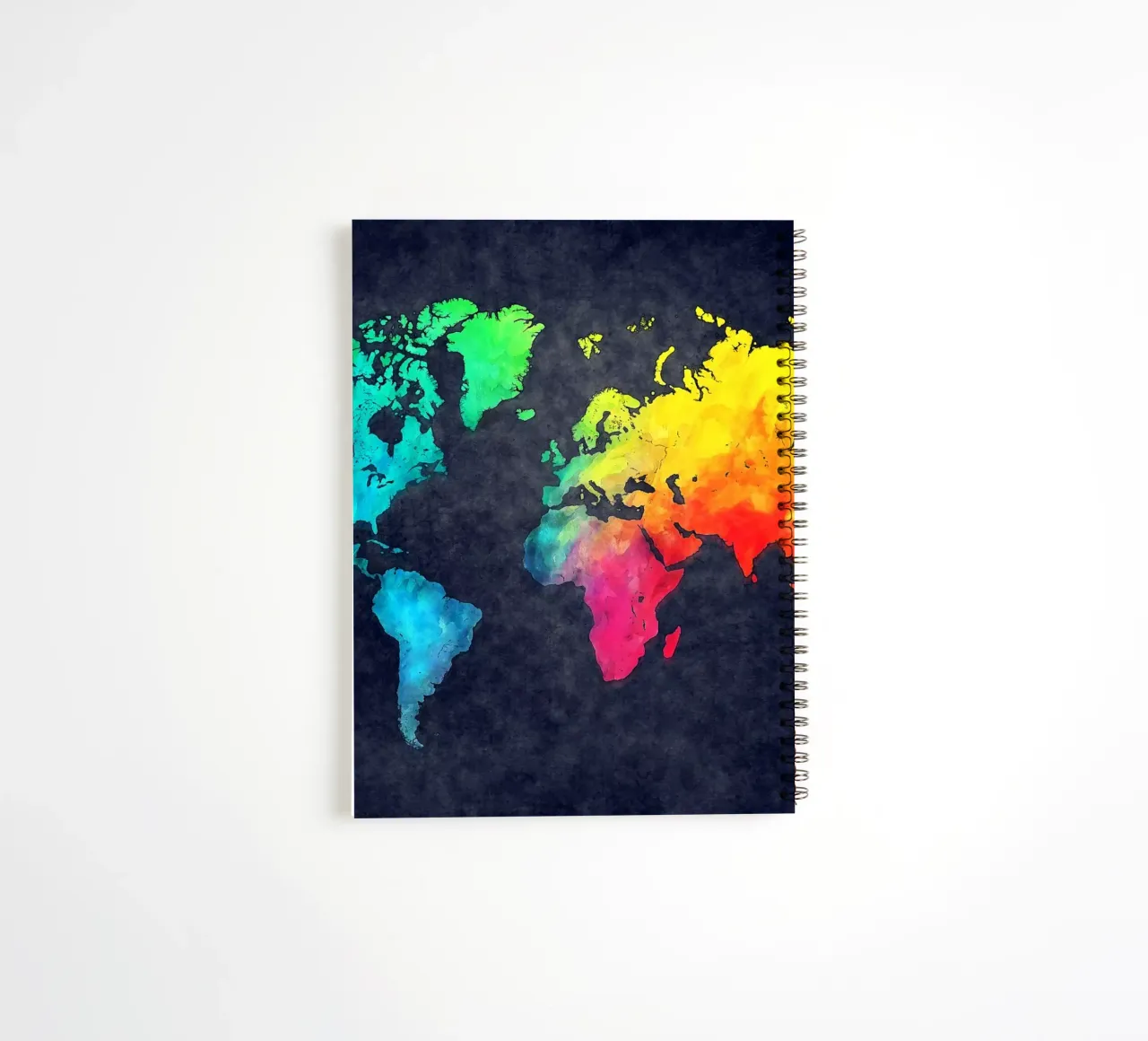 Carte du monde en couleurs et en noir art carnet à spirale de Justyna Jaszke JBJart