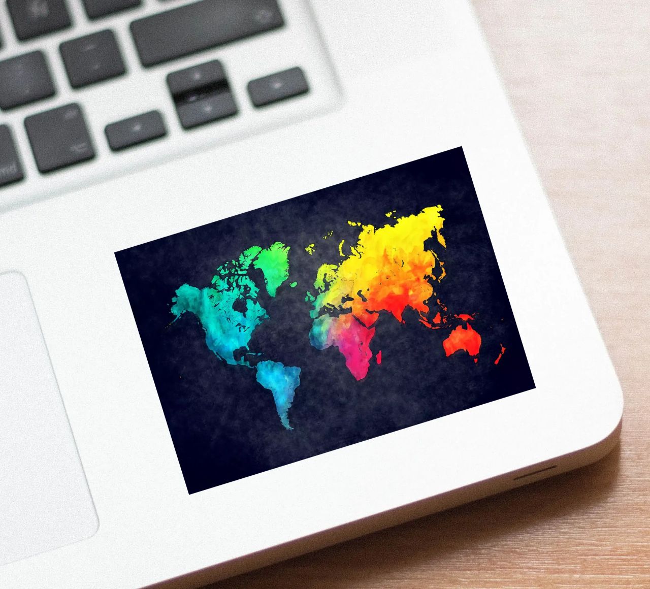 Dark and colors map of the world art sticker by Justyna Jaszke JBJart